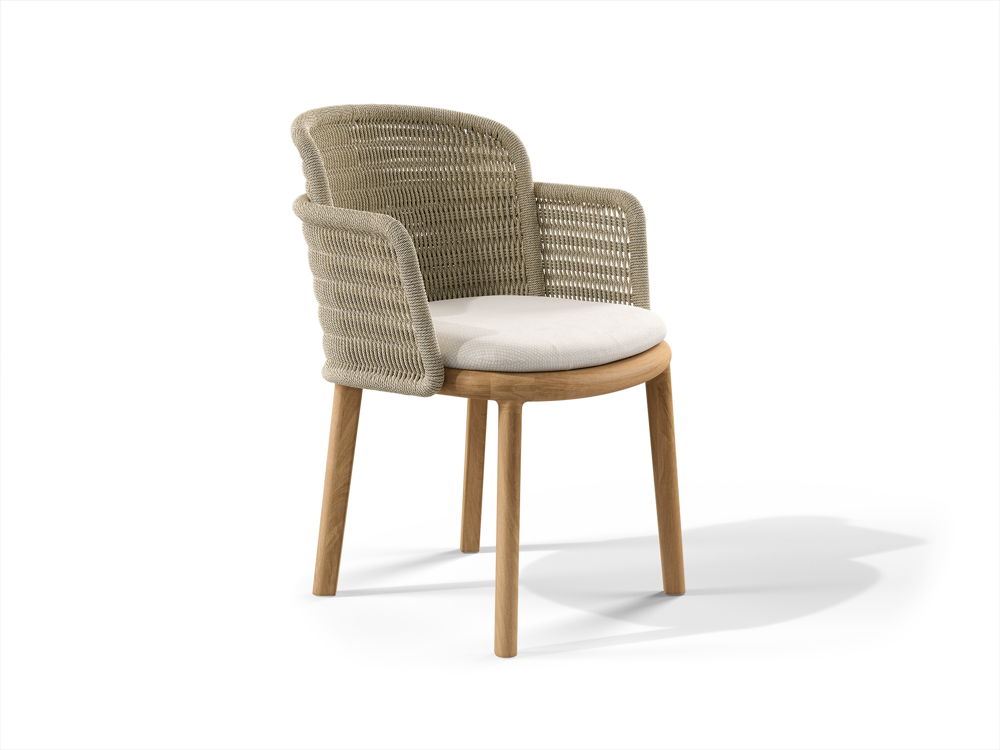 Tribù_2024_SURO_SURO_Armchair_frame teak_weave linen_shadow_starting from €1475