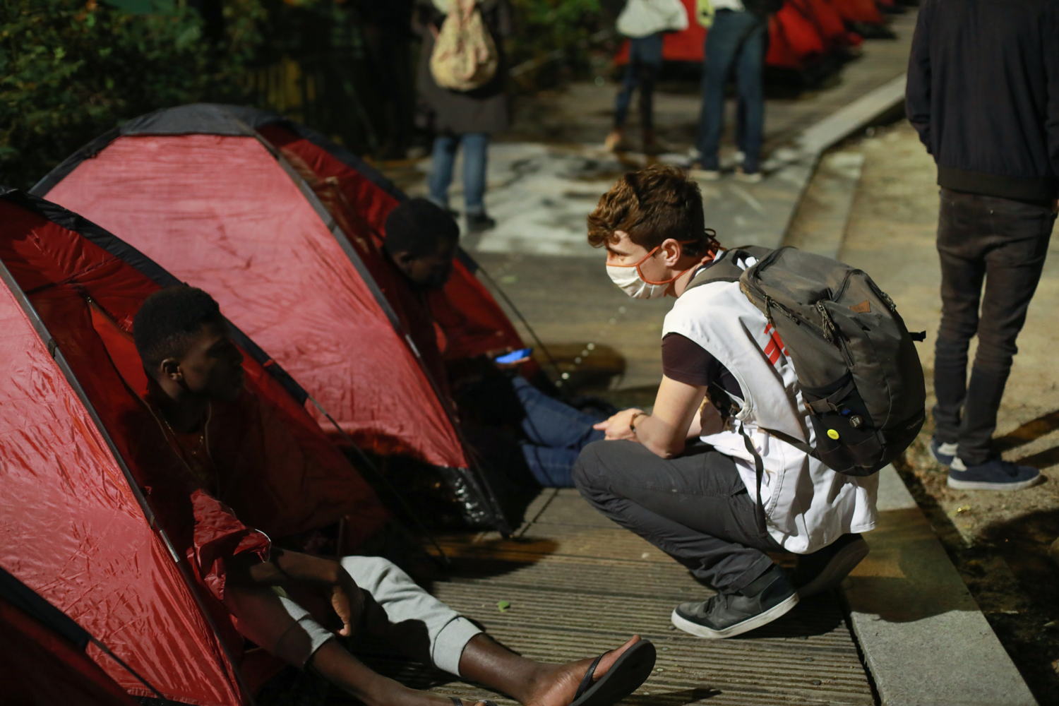 Five organisations have set up a campsite for approximately 100 unaccompanied minors in central Paris. Copyright: Nicolas Guyonnet/MSF