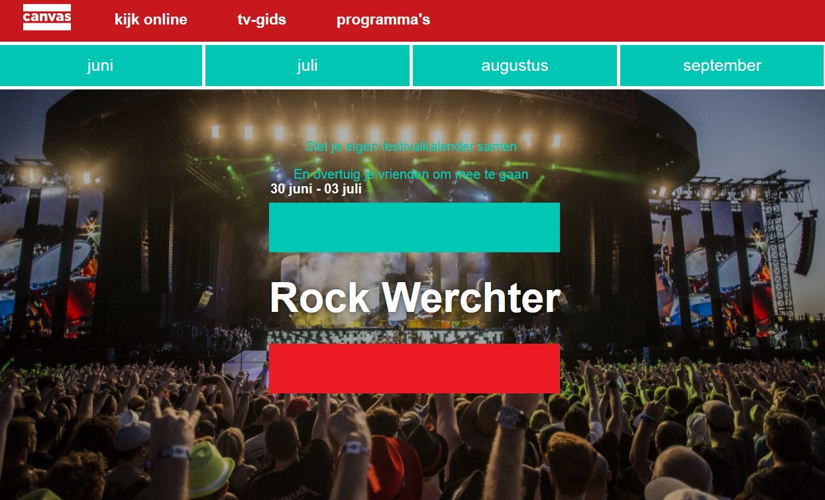 Rock Werchter op de festivalkalender van canvas.be