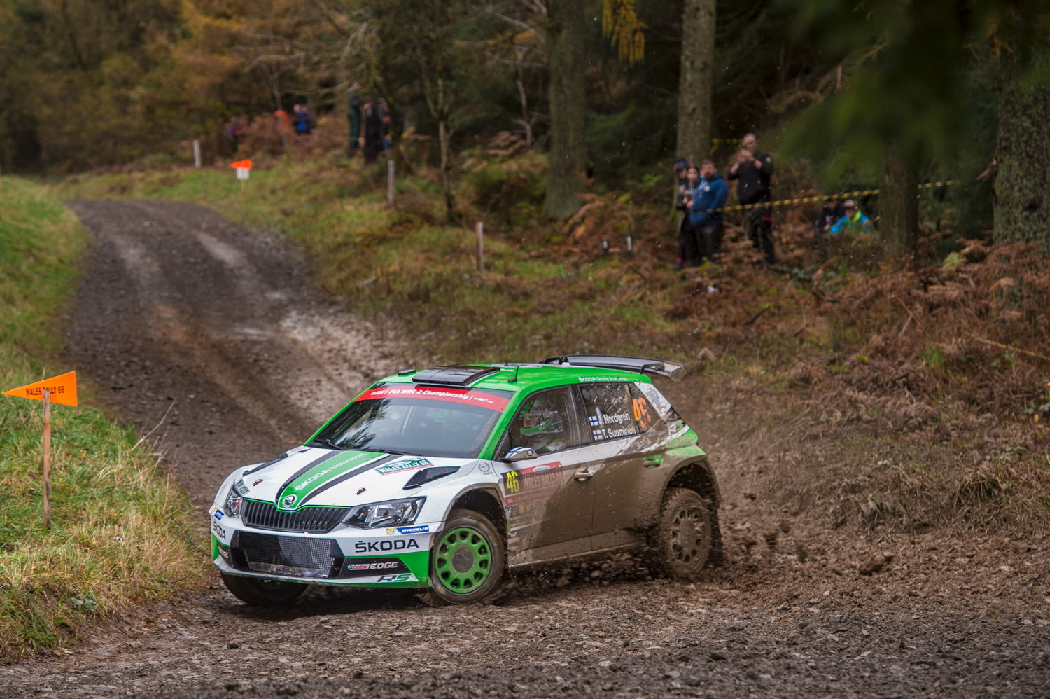Finns Juuso Nordgren and co-driver Tapio Suominen (ŠKODA FABIA R5) finished fifth on their first attempt at Wales Rally GB