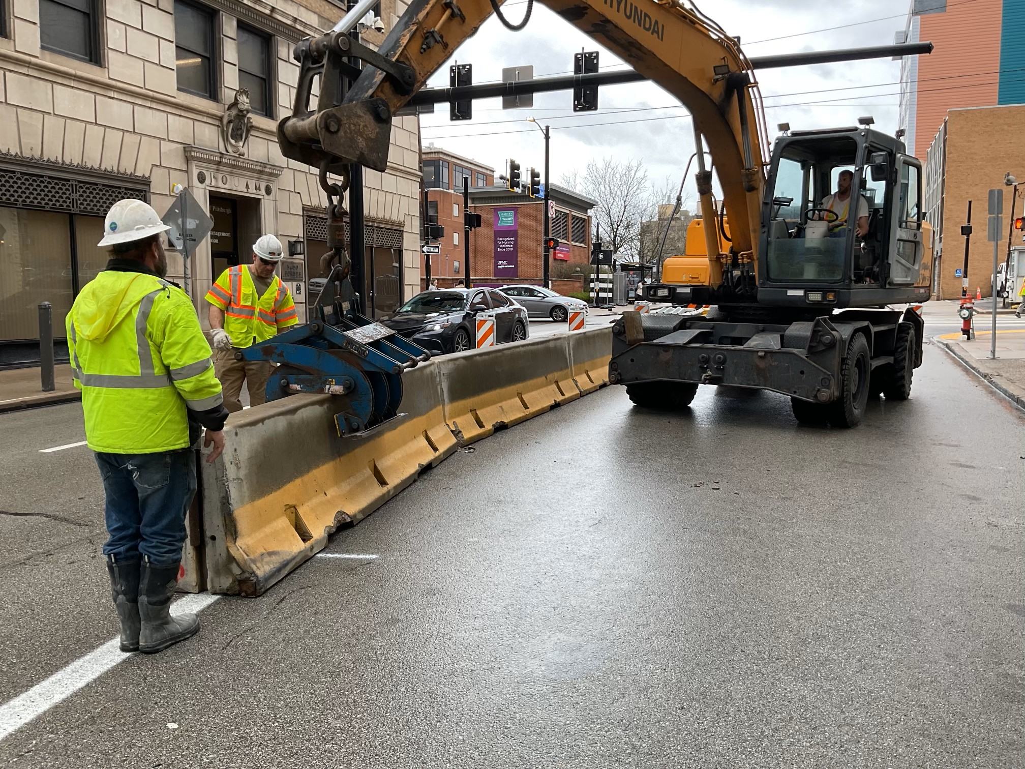 Traffic barrier recently placed on Halket Street near Forbes Avenue Traffic barrier recently placed on Halket Street near Forbes Avenue