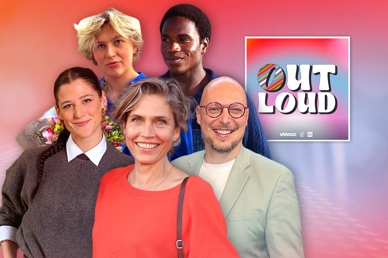 Bart Appeltans, Nora Monsecour, Joke Devynck, Francisco Schuster en Clémentine Caron openhartig over hun coming out in podcast Out Loud 