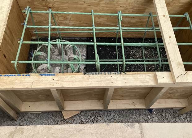 New foundation recently placed for pedestrian lighting at Fifth Avenue and Washington Place