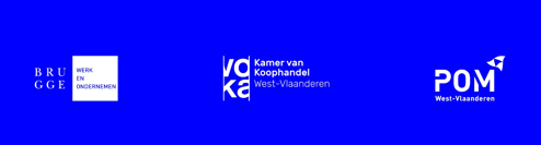 Logo's Stad Brugge, Voka West-Vlaanderen en POM West-Vlaanderen — Stichtende leden Brugge.Inc Logo's Stad Brugge, Voka West-Vlaanderen en POM West-Vlaanderen — Stichtende leden Brugge.Inc