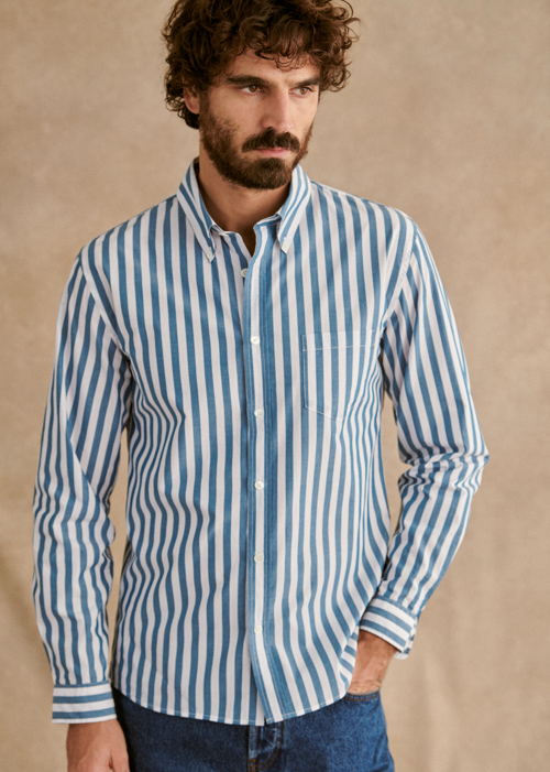 Octobre Editions - Chemise Esher Blanc Rayures Bleues - 90€