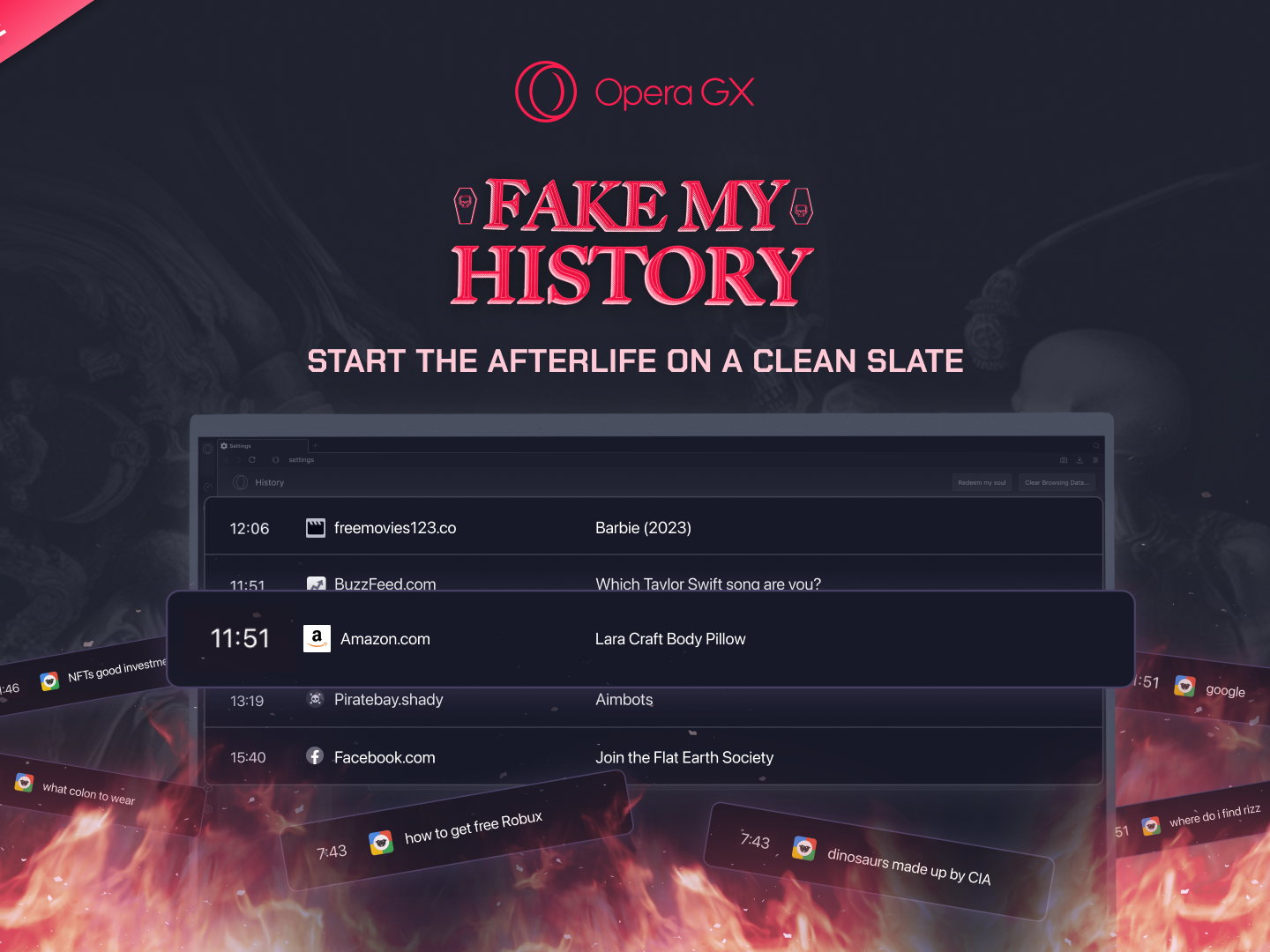 Opera GX presenta “Fake my History”, una función para limpiar tu pasado oscuro de navegación 