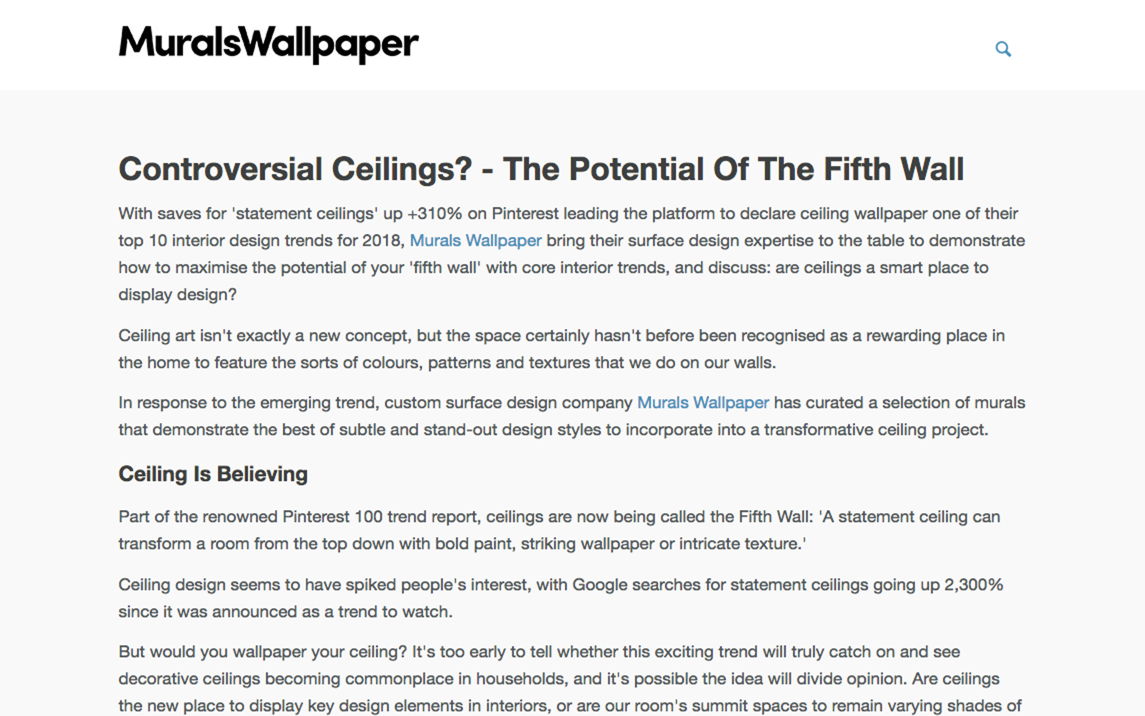 Controversial Ceilings? - Murals Wallpaper On The Potential Of The Fifth Wall