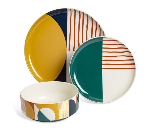 Habitat Geo Decal 12 Piece Dinner Set - Multicoloured, £44