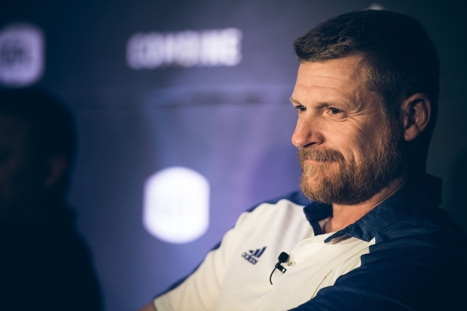Mike O'Shea at the Football Operations Media Availability. Photo credit: Johany Jutras/CFL