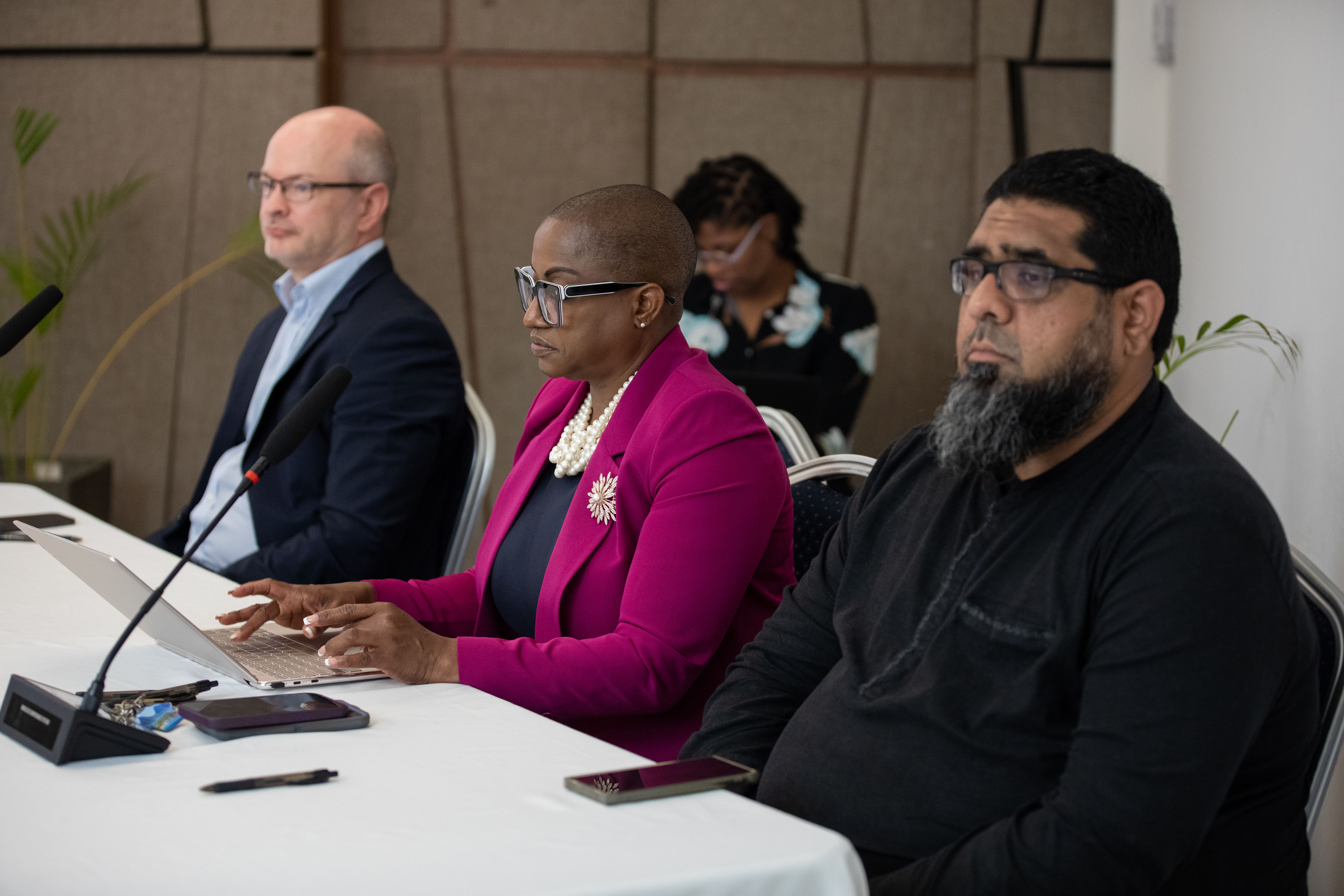 From right to left: Dr. Mohammed Nagdee, executive director of the Caribbean Centre for Renewable Energy and Energy Efficiency (CCREE); Peron Johnson, Permanent Secretary, Ministry of Climate Resilience, The Environment and Renewable Energy, Grenada; and Jari Vayrynen, Senior Energy Specialist, The World Bank From right to left: Dr. Mohammed Nagdee, executive director of the Caribbean Centre for Renewable Energy and Energy Efficiency (CCREE); Peron Johnson, Permanent Secretary, Ministry of Climate Resilience, The Environment and Renewable Energy, Grenada; and Jari Vayrynen, Senior Energy Specialist, The World Bank