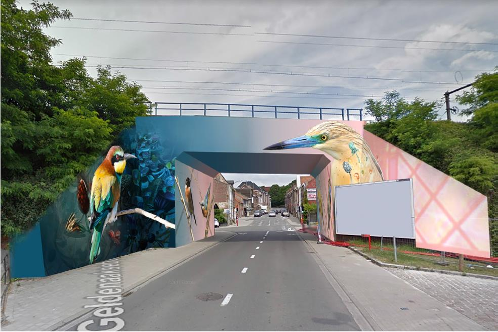 Street-art project op spoorwegbrug en zijgevel Norbertusschool kleurt Geldenaaksebaan