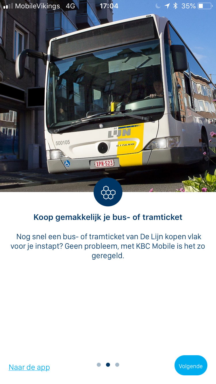 Het m-ticket van De Lijn is nu ook te koop via KBC Mobile.