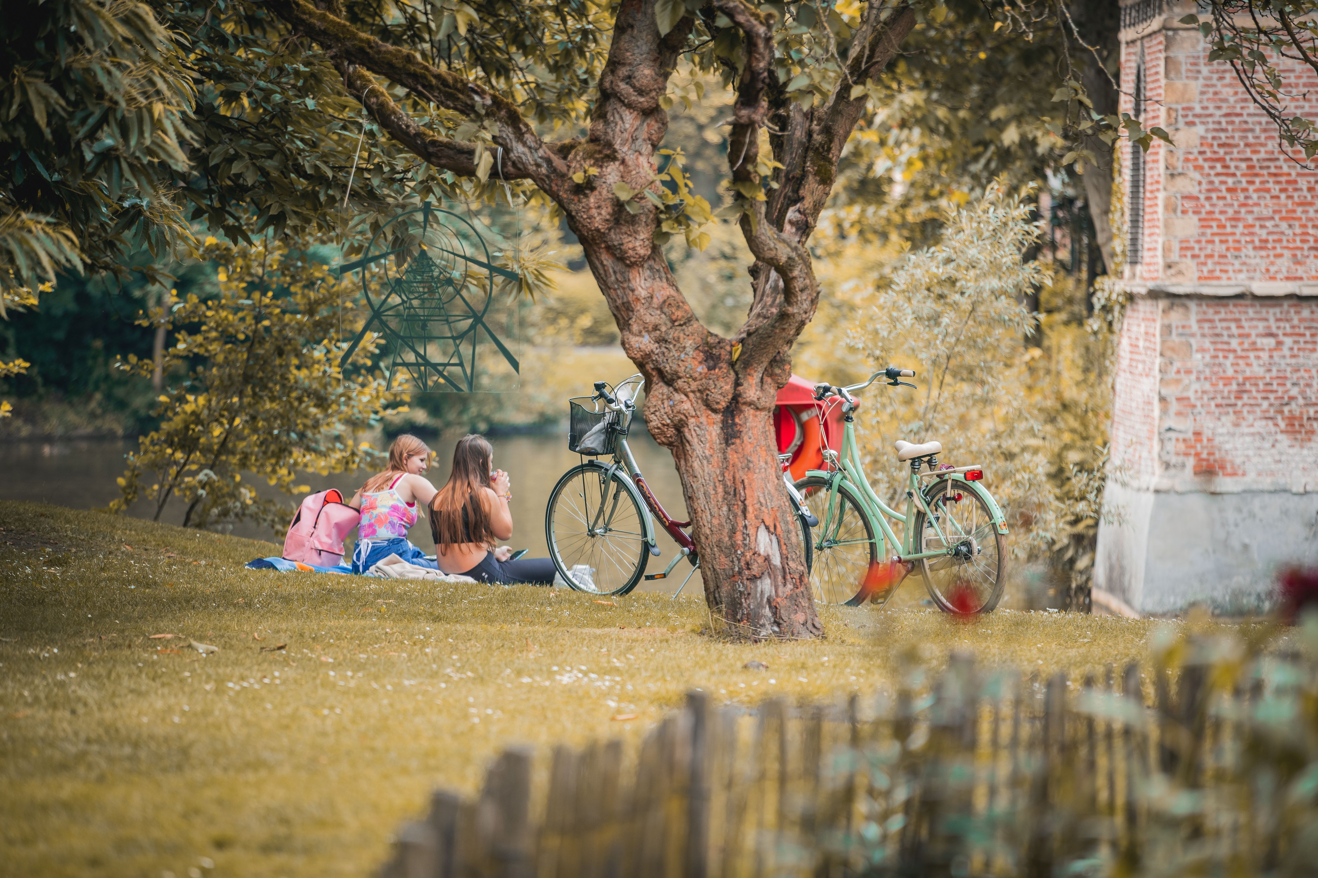 Wandel of fiets langs het water