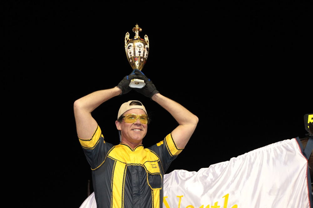 Randy Waples celebrates winning the 2012 Pepsi North America Cup. (New Image Media)