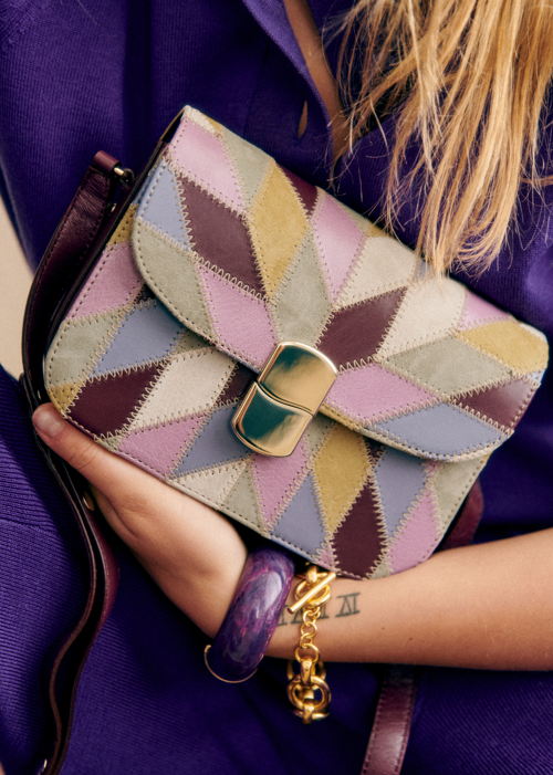 Sézane - Sac Mini Milo - Patchwork Lila - 355€