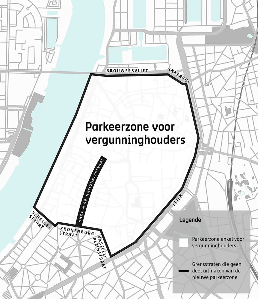 Kaartje parkeerzone centrum ©stad Antwerpen