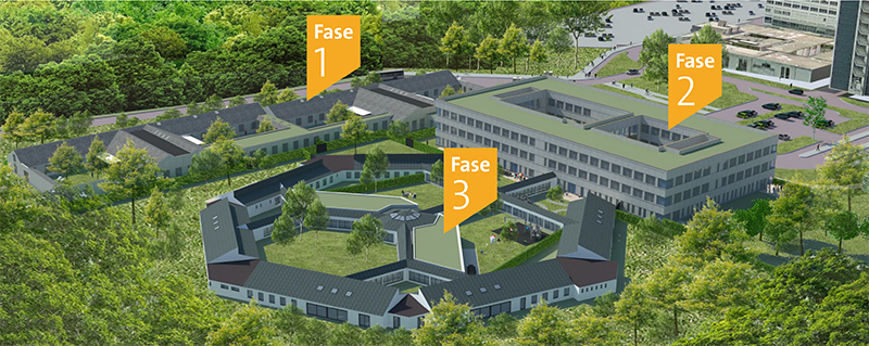 Fasering van de werken aan ZNA UKJA. (© Bladt & Verstraeten arch & irs bv)